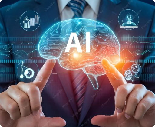 Artificial intelligence interface representing AI optimization services