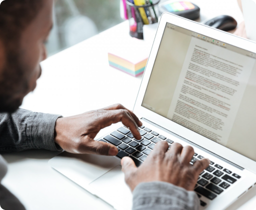 Writer working on content marketing materials