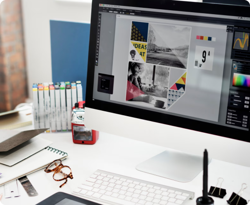 Graphic design workspace on desktop screen