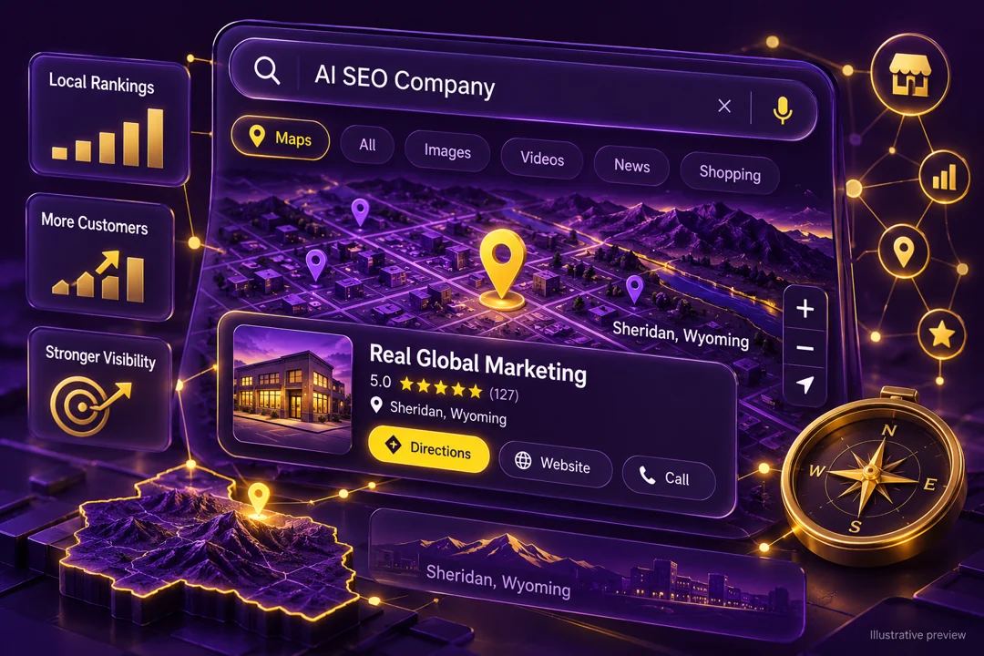 Illustrative local AI SEO company map search preview